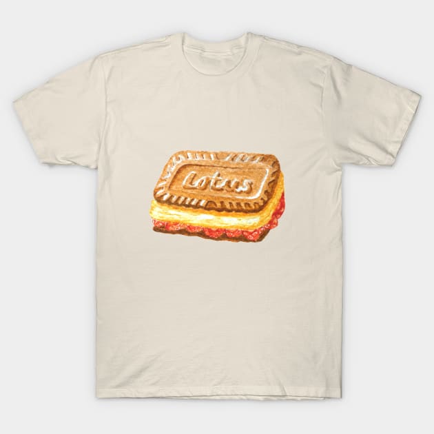 Lotus Biscoff Cookie Ice Cream Sandwich Watercolour Painting T-Shirt by toffany's